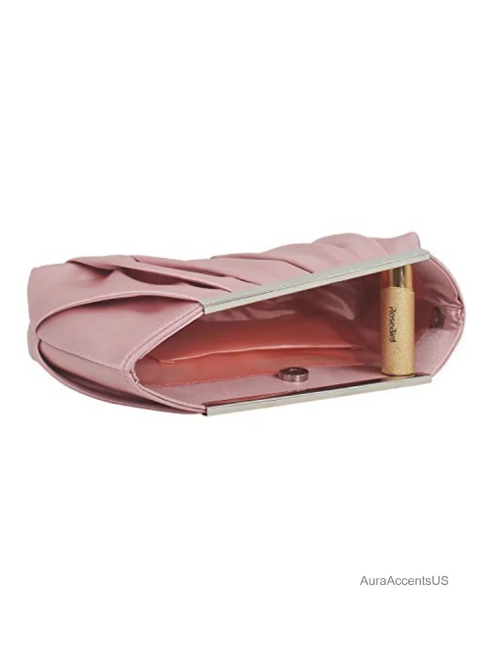 Elegant Pleated Satin Evening Clutch Bag with Detachable Chain